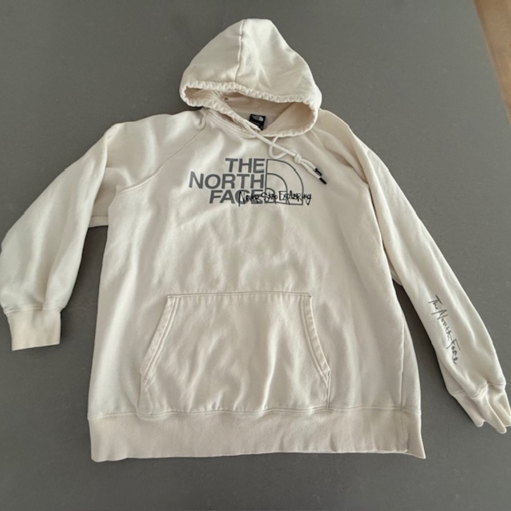 The North Face Sweatshirt Hoodie Women XL Logo X-Large Beige Pullover Hoodie GUC